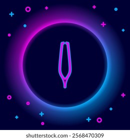 Glowing neon line Eyebrow tweezers icon isolated on black background. Cosmetic tweezers for ingrown hair. Colorful outline concept. Vector