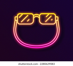 Glowing neon line Eyeglasses icon isolated on black background.  Vector