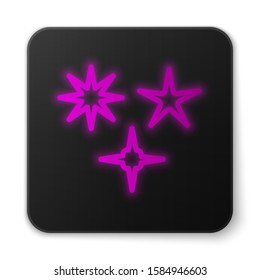 Glowing neon line Falling star icon isolated on white background. Meteoroid, meteorite, comet, asteroid, star icon. Black square button. Vector Illustration
