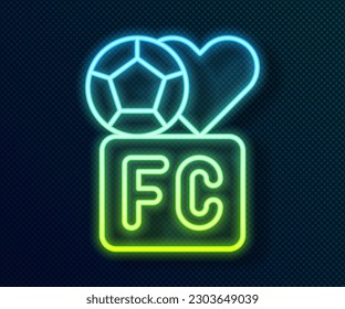 Glowing neon line Fan club football icon isolated on black background.  Vector