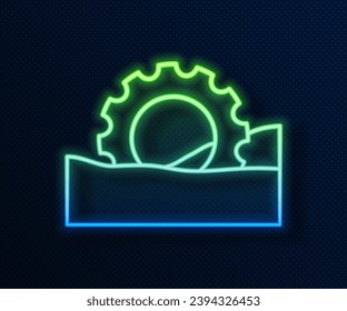 Glowing neon line Ferris wheel icon isolated on blue background. Amusement park. Childrens entertainment playground, recreation park.  Vector