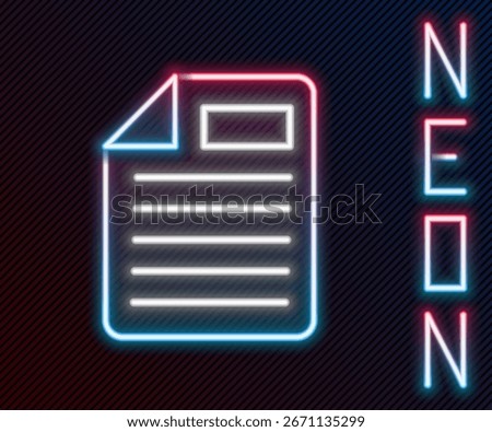 Glowing neon line File document icon isolated on black background. Checklist icon. Business concept. Colorful outline concept. Vector