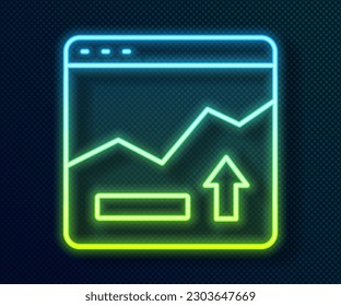 Glowing neon line Financial growth increase icon isolated on black background. Increasing revenue.  Vector