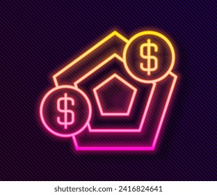 Glowing neon line Financial growth increase icon isolated on black background. Increasing revenue.  Vector