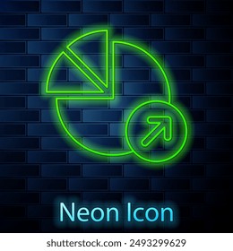 Glowing neon line Financial growth icon isolated on brick wall background. Increasing revenue.  Vector