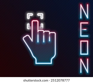 Glowing neon line Fingerprint icon isolated on black background. ID app icon. Identification sign. Touch id. Colorful outline concept. Vector