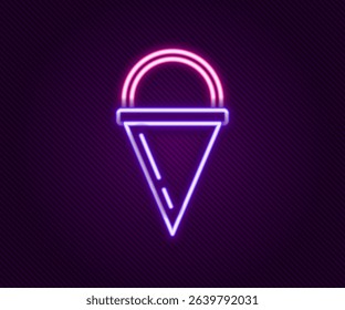 Glowing neon line Fire cone bucket icon isolated on black background. Metal cone bucket empty or with water for fire fighting. Colorful outline concept. Vector