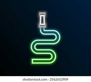 Glowing neon line Fire hose reel icon isolated on black background. Colorful outline concept. Vector