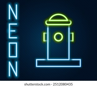 Glowing neon line Fire hydrant icon isolated on black background. Colorful outline concept. Vector Illustration