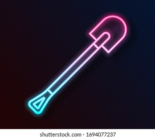 Glowing neon line Fire shovel icon isolated on black background. Fire protection equipment. Equipment for firefighter.  Vector Illustration