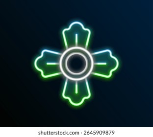 Glowing neon line Firefighter icon isolated on black background. Colorful outline concept. Vector