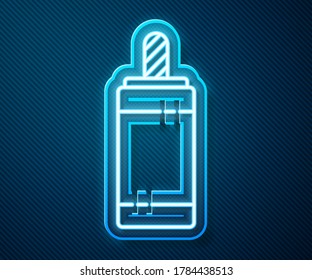 Glowing neon line Firework icon isolated on blue background. Concept of fun party. Explosive pyrotechnic symbol.  Vector Illustration