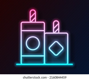 Glowing neon line Firework icon isolated on black background. Concept of fun party. Explosive pyrotechnic symbol. Lighting firecrackers.  Vector