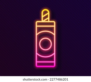 Glowing neon line Firework icon isolated on black background. Concept of fun party. Explosive pyrotechnic symbol.  Vector