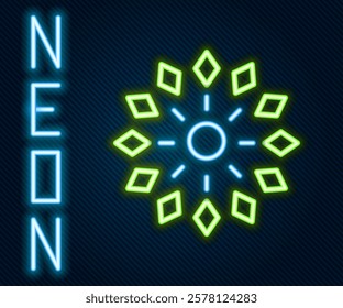 Glowing neon line Firework icon isolated on black background. Concept of fun party. Explosive pyrotechnic symbol. Colorful outline concept. Vector Illustration