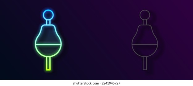 Glowing neon line Fishing float icon isolated on black background. Fishing tackle.  Vector