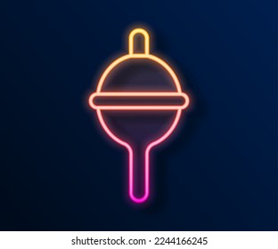 Glowing neon line Fishing float icon isolated on black background. Fishing tackle.  Vector