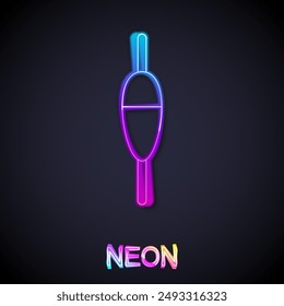 Glowing neon line Fishing float icon isolated on black background. Fishing tackle.  Vector