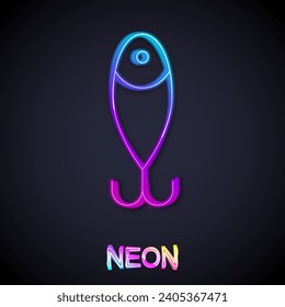 Glowing neon line Fishing lure icon isolated on black background. Fishing tackle.  Vector