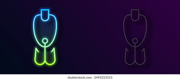 Glowing neon line Fishing lure icon isolated on black background. Fishing tackle.  Vector