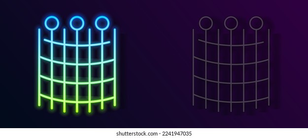 Glowing neon line Fishing net pattern icon isolated on black background. Fishing tackle.  Vector