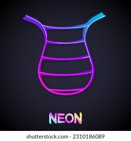 Glowing neon line Fishing net icon isolated on black background. Fishing tackle.  Vector