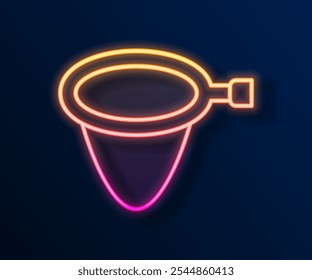 Glowing neon line Fishing net icon isolated on black background. Fishing tackle.  Vector