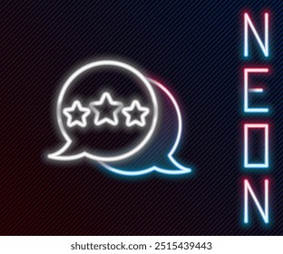 Glowing neon line Five stars customer product rating review icon isolated on black background. Favorite, best rating, award symbol. Colorful outline concept. Vector