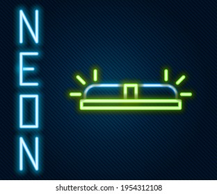 Glowing neon line Flasher siren icon isolated on black background. Emergency flashing siren. Colorful outline concept. Vector Illustration