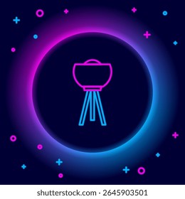 Glowing neon line Floor lamp icon isolated on black background. Colorful outline concept. Vector