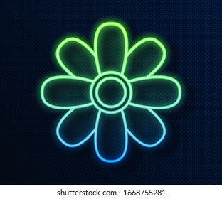 Glowing neon line Flower icon isolated on blue background. 8 March. International Happy Women Day.  Vector Illustration