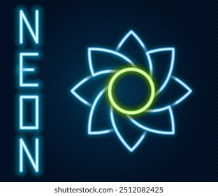 Linha de néon brilhante ícone Flor isolado no fundo preto. Comida doce natural. Conceito de contorno colorido. Vetor