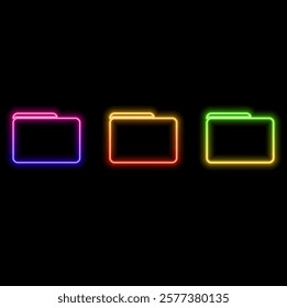 Glowing neon line folder icon isolated on black background. Colorful outline concept. Vector.