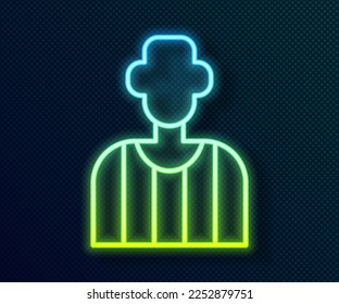 Glowing neon line Football or soccer referee icon isolated on black background.  Vector
