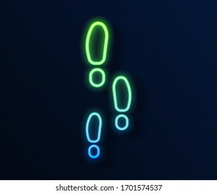 Glowing neon line Footsteps icon isolated on blue background. Detective is investigating. To follow in the footsteps.  Vector Illustration