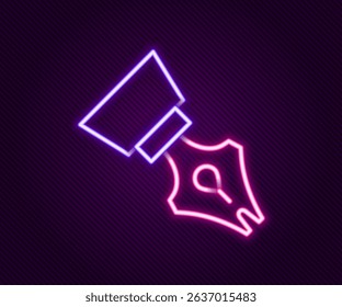 Glowing neon line Fountain pen nib icon isolated on black background. Pen tool sign. Colorful outline concept. Vector
