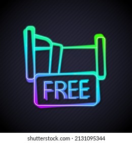 Glowing neon line Free overnight stay house icon isolated on black background.  Vector