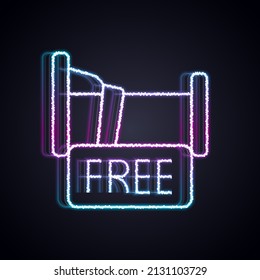 Glowing neon line Free overnight stay house icon isolated on black background.  Vector