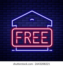 Glowing neon line Free storage icon isolated on brick wall background. Colorful outline concept. Vector