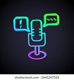 Glowing neon line Freedom of speech icon isolated on black background. Freedom of expression.  Vector