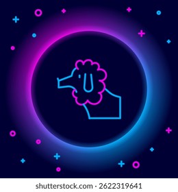 Brilhante neon linha francês poodle cão ícone isolado no fundo preto. Conceito de contorno colorido. Vetor
