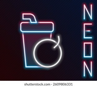 Glowing neon line Fresh smoothie icon isolated on black background. Colorful outline concept. Vector