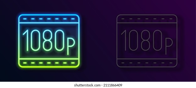 Glowing neon line Full HD 1080p icon isolated on black background.  Vector