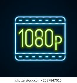 Glowing neon line Full HD 1080p icon isolated on black background. Colorful outline concept. Vector