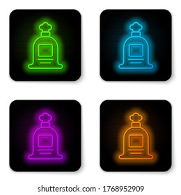 Glühende Neon-Line Full Sack Symbol einzeln auf weißem Hintergrund. Schwarze Quadrat-Taste. Vektorgrafik