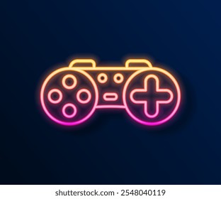 Glowing neon line Gamepad icon isolated on black background. Game controller.  Vector