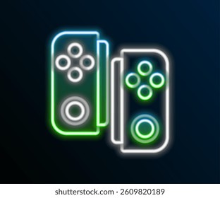 Glowing neon line Gamepad icon isolated on black background. Game controller. Colorful outline concept. Vector