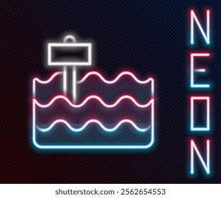 Glowing neon line Garden bed or cultivation bed icon isolated on black background. Colorful outline concept. Vector