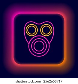 Glowing neon line Gas mask icon isolated on black background. Respirator sign. Colorful outline concept. Vector