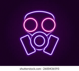 Glowing neon line Gas mask icon isolated on black background. Respirator sign. Colorful outline concept. Vector